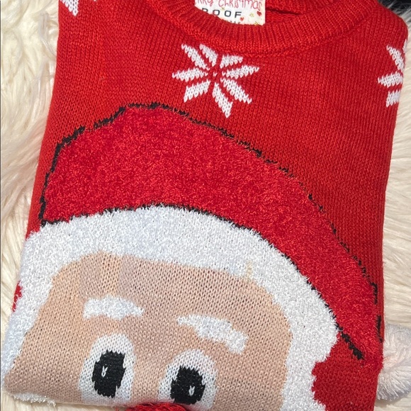 🎅🏻❄️ Red Santa Sweater with Snowflakes, Santa face with pom pom nose & hat ball! - Picture 13 of 13